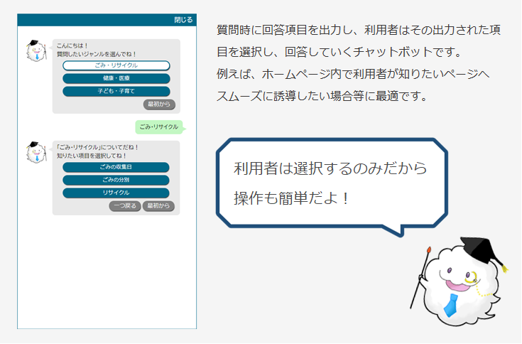 シナリオ型チャットボット えらぼっと